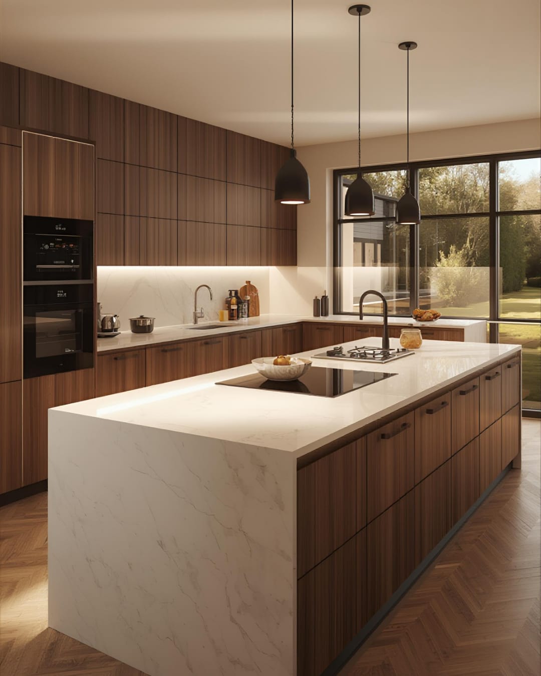 Modern modular kitchen design with smart storage and elegant cabinets